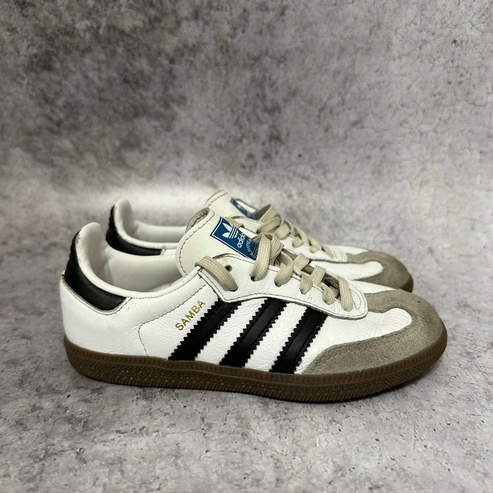 Adidas Samba OG Kids Size 12K White Black Gum Leather Sneakers IE3677 Low